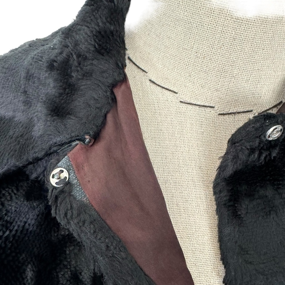 Vintage Black Faux Fur Cape Capelet Wrap Goth Old Hollywood Glam Goth - Picture 9 of 11